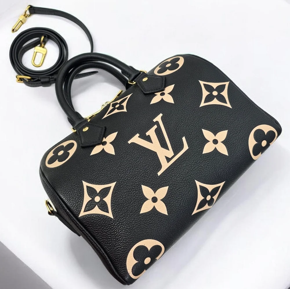 Louis Vuitton Speedy Bandouliere 25 Bicolor Empreinte Black Crossbody Bag